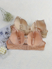 2 Pack Plus Size Polka Dot Bra Set with Bow Front