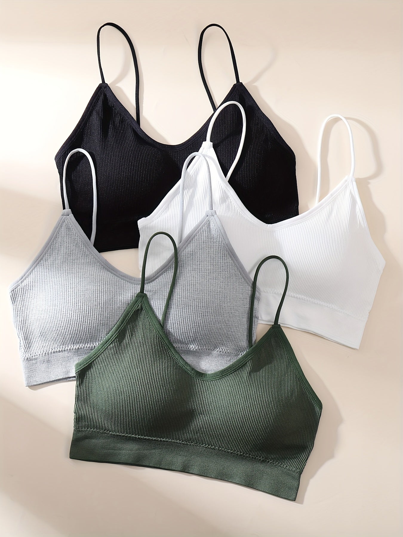 4pcs Ribbed Wireless Bras & Comfy Intimates for Women
