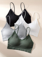 4pcs Ribbed Wireless Bras & Comfy Intimates for Women
