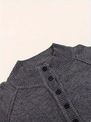 Casual Sweater Women's Plus Solid Long Sleeve Button Lapel Collar