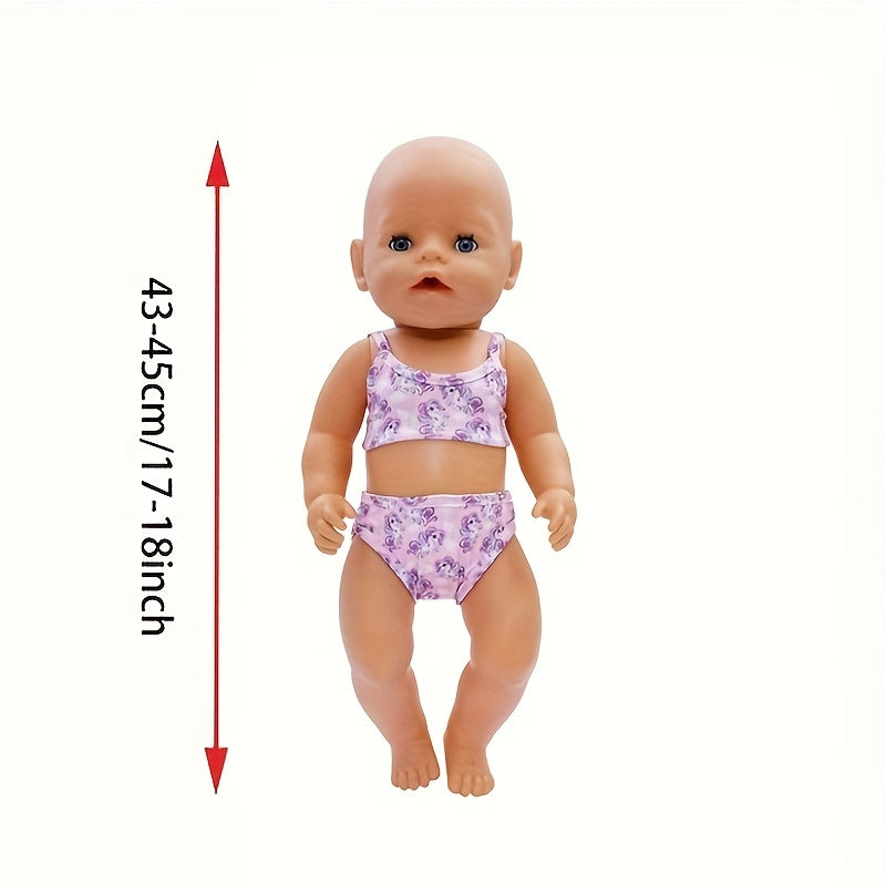 Unicorn Swimsuit for 18" Dolls Pink Purple Soft Fabric