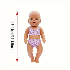 Unicorn Swimsuit for 18" Dolls Pink Purple Soft Fabric