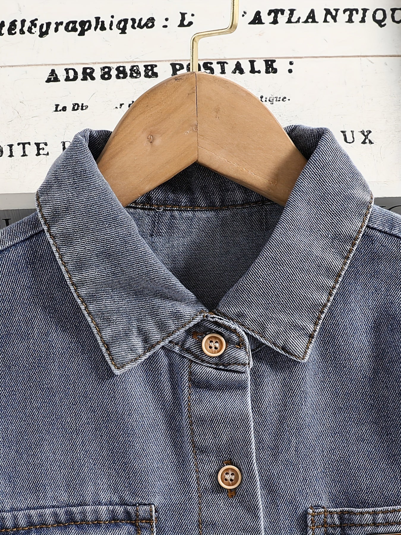 Boys Casual Denim Jacket Button Down Lapel Long Sleeve Coat