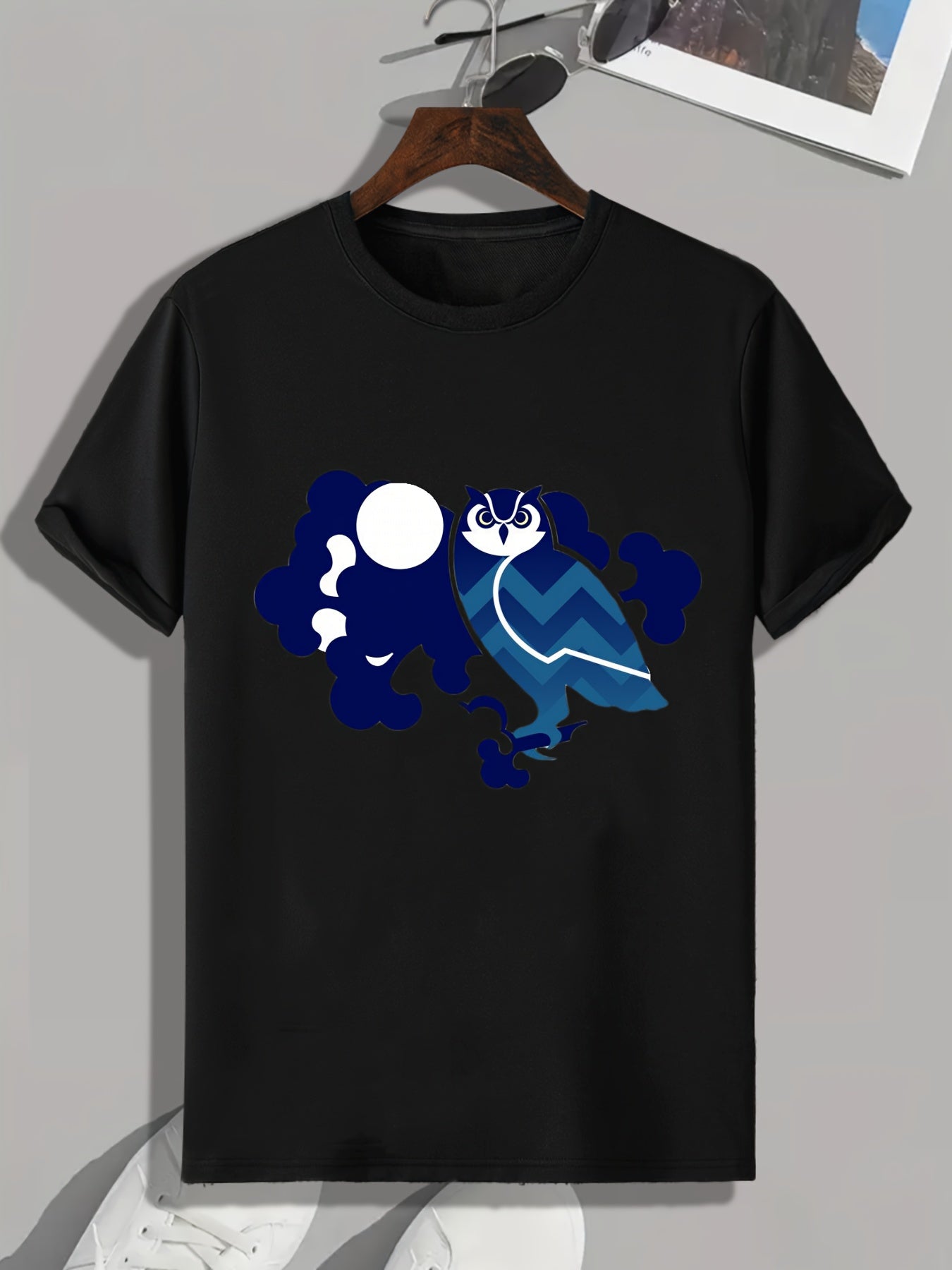 Owl Cartoon Print Men's Graphic T shirt Casual Comfy Tees For Summer Halloween