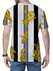 Paisley Pattern T shirt Men's Casual Street Style Stretch Tee Shirt For Summer