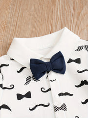 Baby Boy Spring Gentleman Rompers with Bow Tie