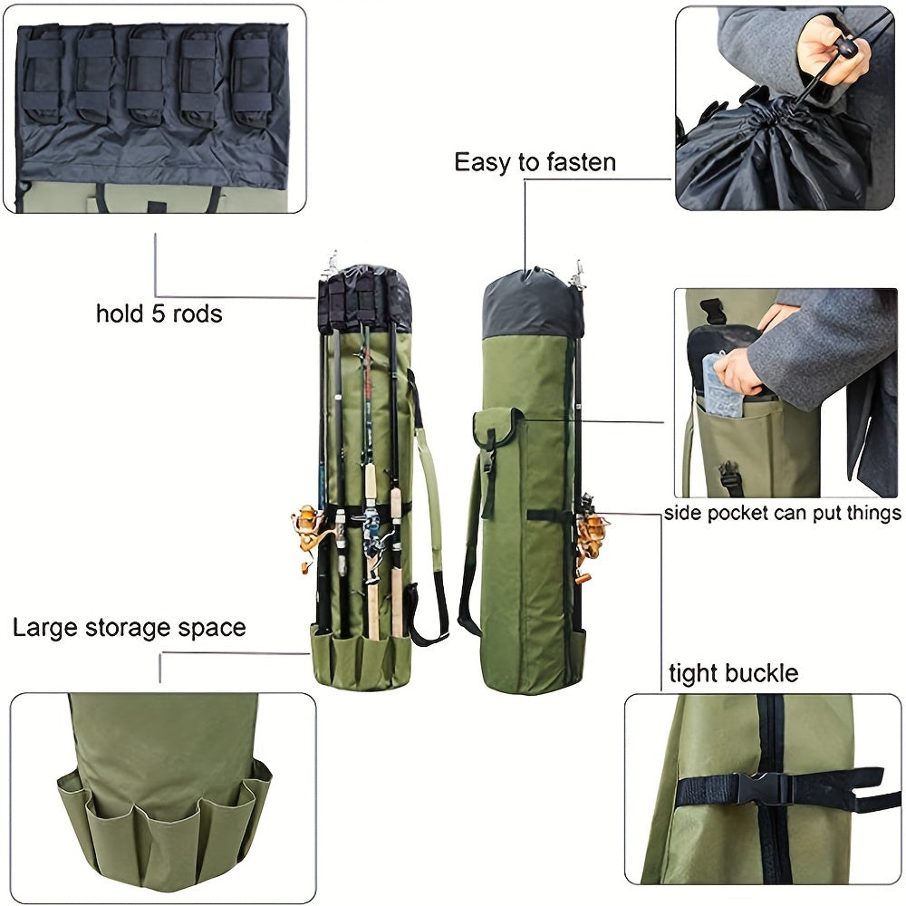 Portable Folding Fishing Rod Reel Bag Cylindrical Fishing Bags