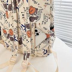 Casual Graffiti Backpack Large Capacity Travel Bag Boys Girls Bag