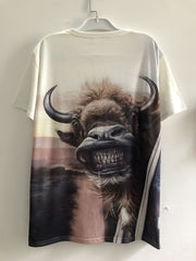 Bull Pattern Print Men's Short Sleeve T-shirt Graphic Tee
