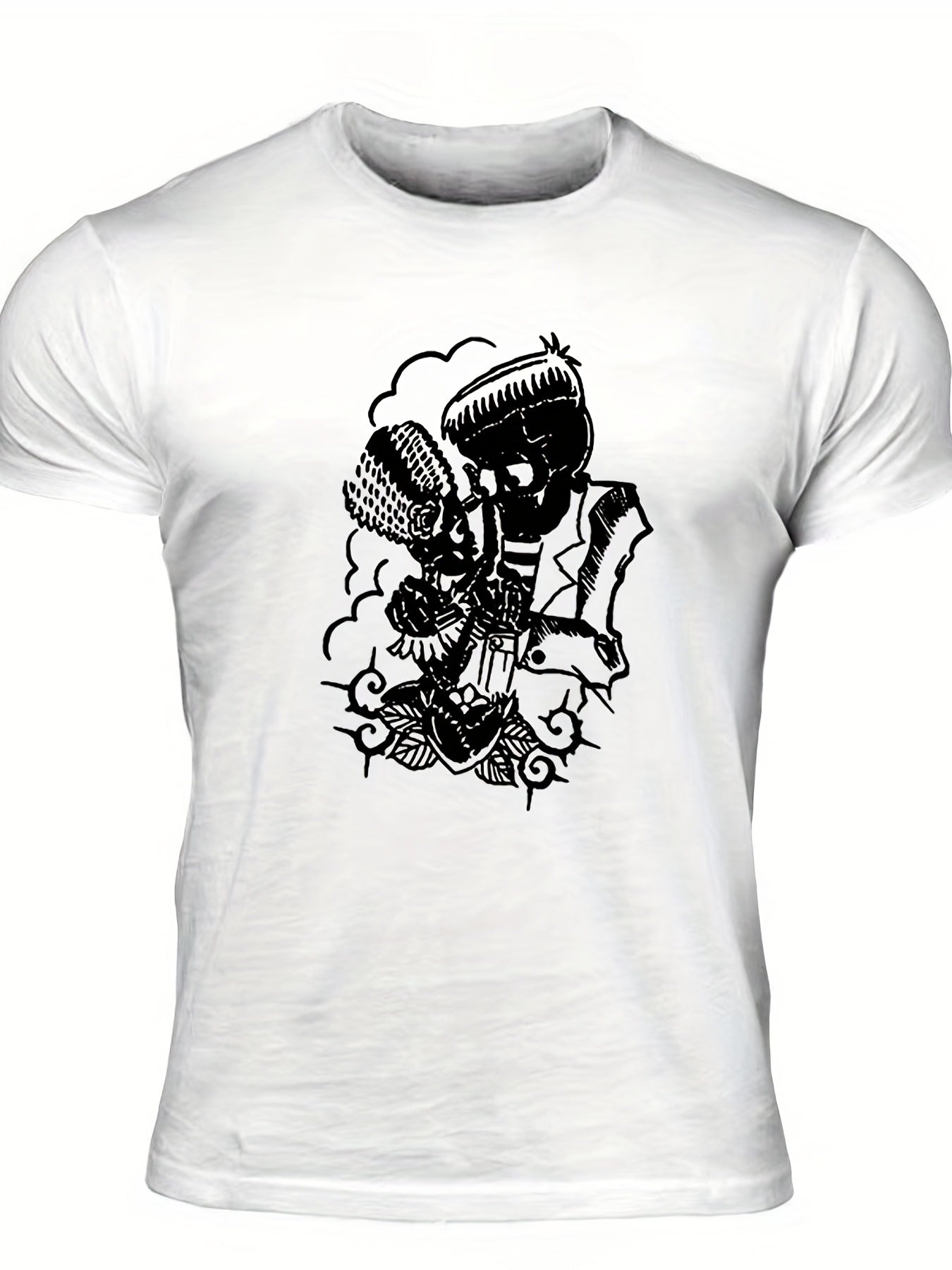 Men's Vintage Skeleton Graphic T shirt Casual Comfy Crew Neck Tee
