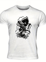 Men's Vintage Skeleton Graphic T shirt Casual Comfy Crew Neck Tee