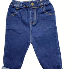 Boys Vintage Denim Jeans Elastic Waist Autumn Spring
