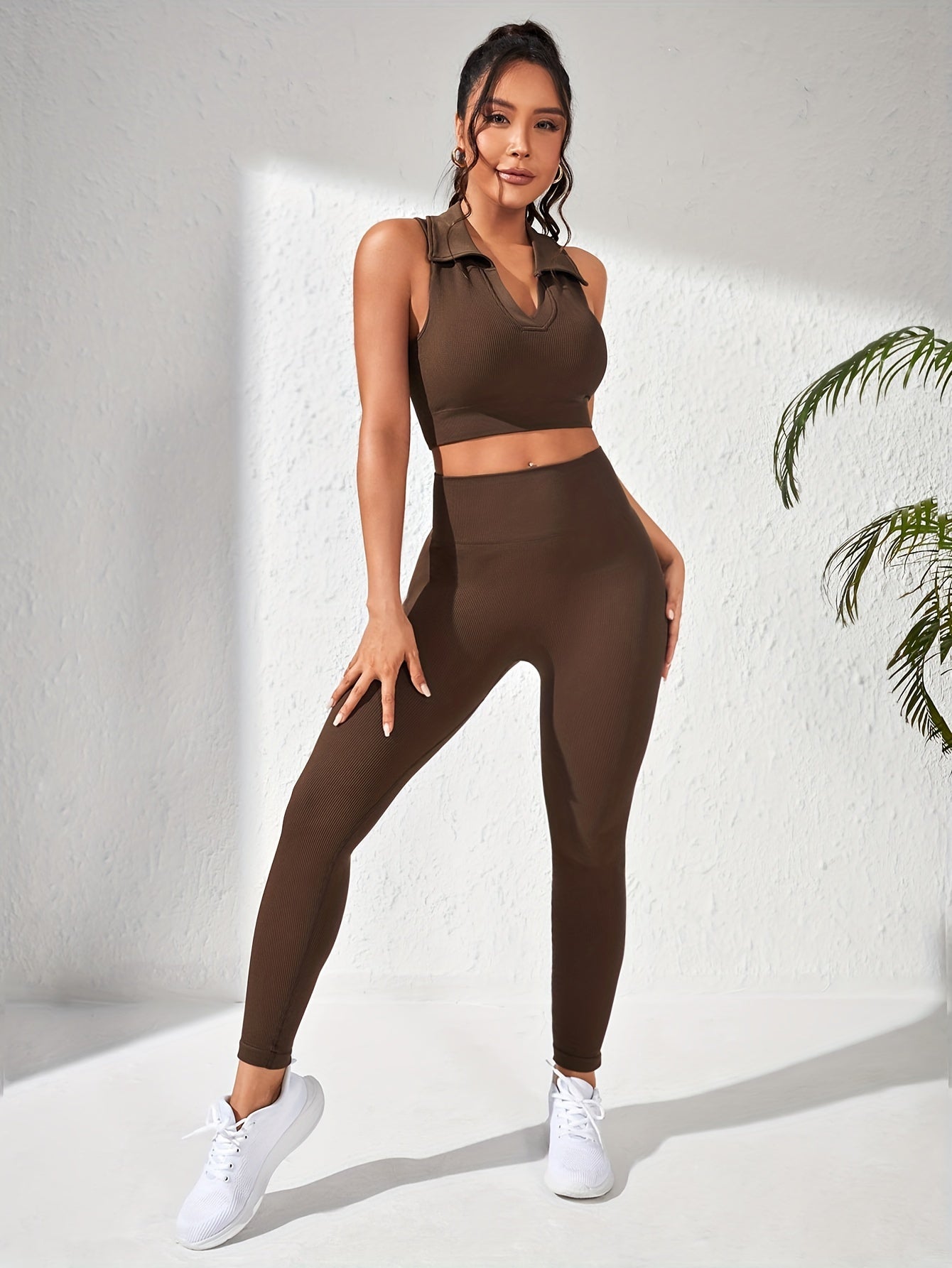 Yoga Sports Set: Crop Top & High Waist Leggings, Activewear