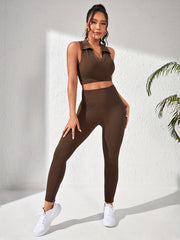 Yoga Sports Set: Crop Top & High Waist Leggings, Activewear