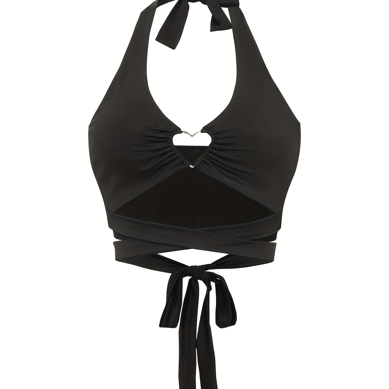 Y2K Sexy Backless Halter Top Heart Ring Linked Lace Up Halter Top