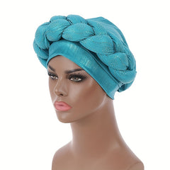 Bright Lake Turban Cap Braided Big Hijab Hat Crinkle Elastic Head Wrap