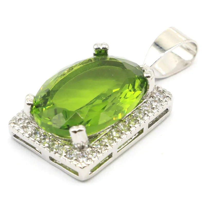 Eye-Catching Green Peridot Pink Morganite CZ 925 Silver Pendant