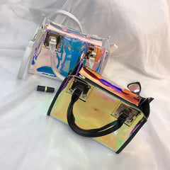 2PCS Women Transparent PVC Jelly Handbag Laser Shoulder Bags