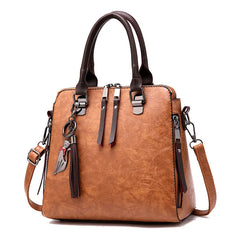 Bohemia Straw+Leather Handbag Rattan Beach Circle Shoulder Bag