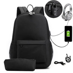 College Waterproof Backpack USB Charging Laptop Bag