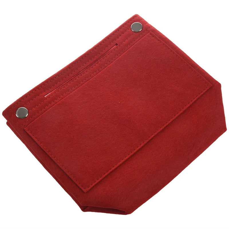 2Pc Cosmetic Organizer Purse Insert Bag Felt Fabric Storage Pouch