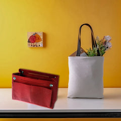 2Pc Cosmetic Organizer Purse Insert Bag Felt Fabric Storage Pouch