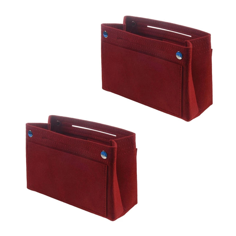 2Pc Cosmetic Organizer Purse Insert Bag Felt Fabric Storage Pouch