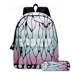 2Pcs Anime Demon Slayer Backpacks Kochou Shinobu Rucksacks Kid School Pencil Bag