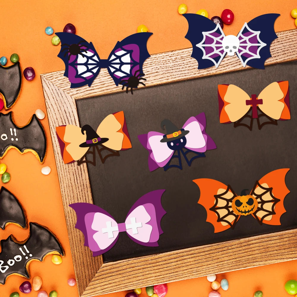 2Pcs Halloween Bows Metal Cutting Dies Pumpkin Spider Bat Die Cuts Embossing Mou