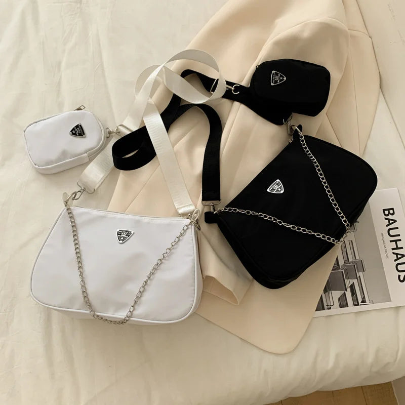 2Pcs Retro Women Crossbody Bags High Square Solid Bags Handbags
