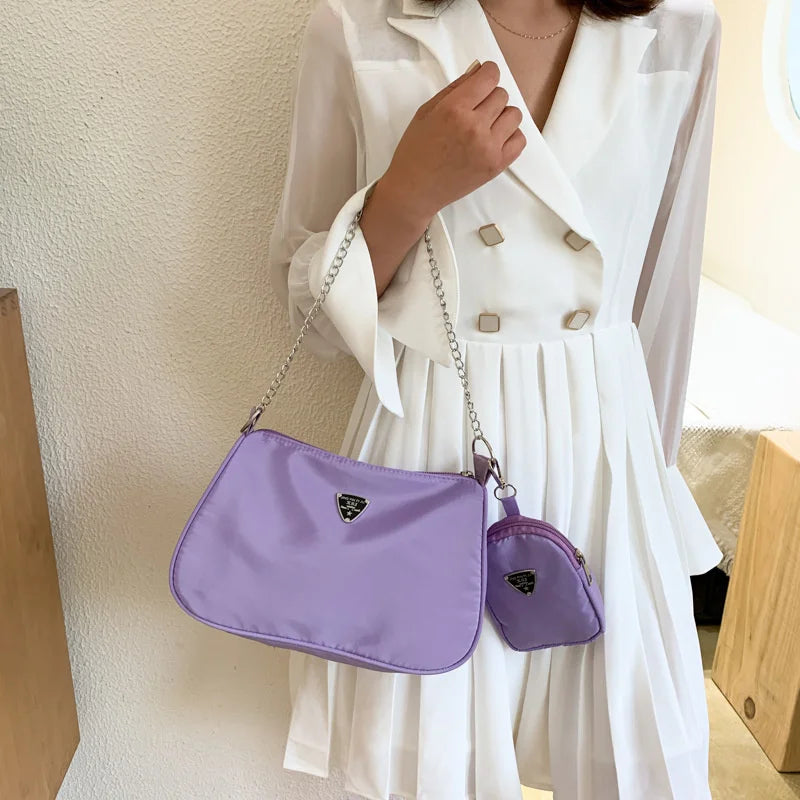 2Pcs Retro Women Crossbody Bags High Square Solid Bags Handbags