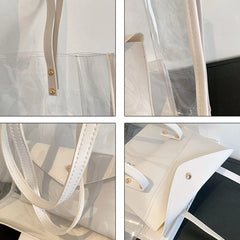 2Pcs Transparent PVC Shoulder Bag Waterproof Purse Handbag Jelly Large Shopping