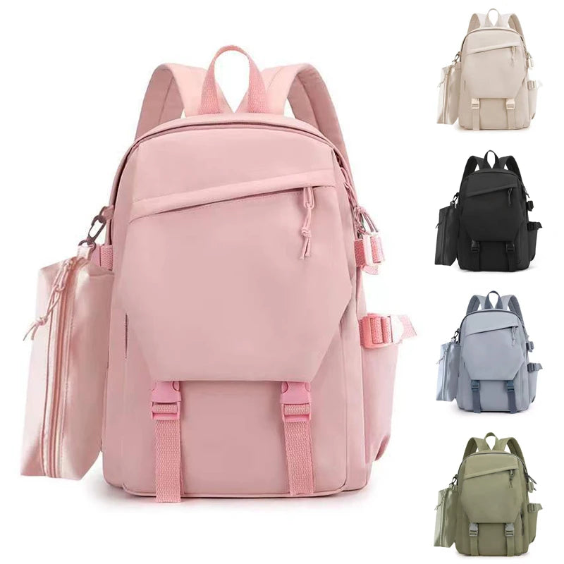 2Pcs/set Waterproof Nylon Backpack School Bag for Girls Boys Large Capacity