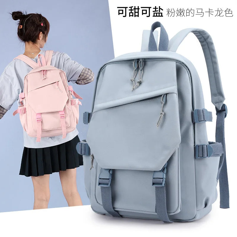 2Pcs/set Waterproof Nylon Backpack School Bag for Girls Boys Large Capacity