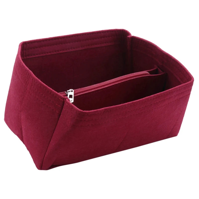 Makeup Bag Cosmetic Cases Felt Bag Organizer Red M