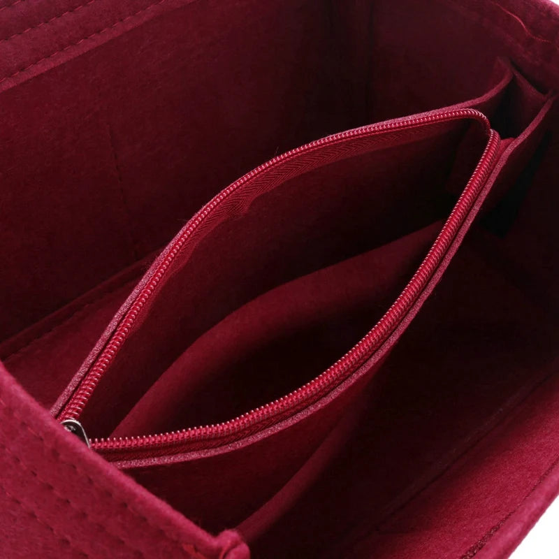 Makeup Bag Cosmetic Cases Felt Bag Organizer Red M