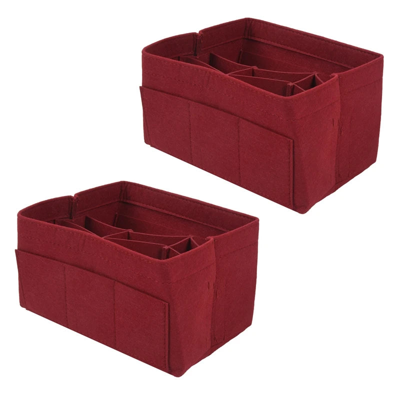 Women Felt Cloth Inner Bag Multi-Pockets Cosmetic Bags Storage