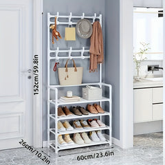 Freestanding Shoe Cap Rack Shoe Drying Rack 4 5 Layer Shoe Rack with 8 Hooks
