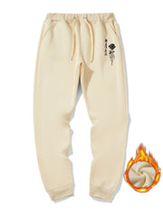 Rose Japanese Style Print Warm Sweatpants Men s Casual Versatile Drawstring Jogg