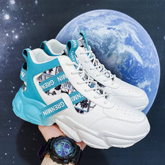 Men's High Top Dad Shoes Lace-up Sneakers Athletic Running Basketball Gym