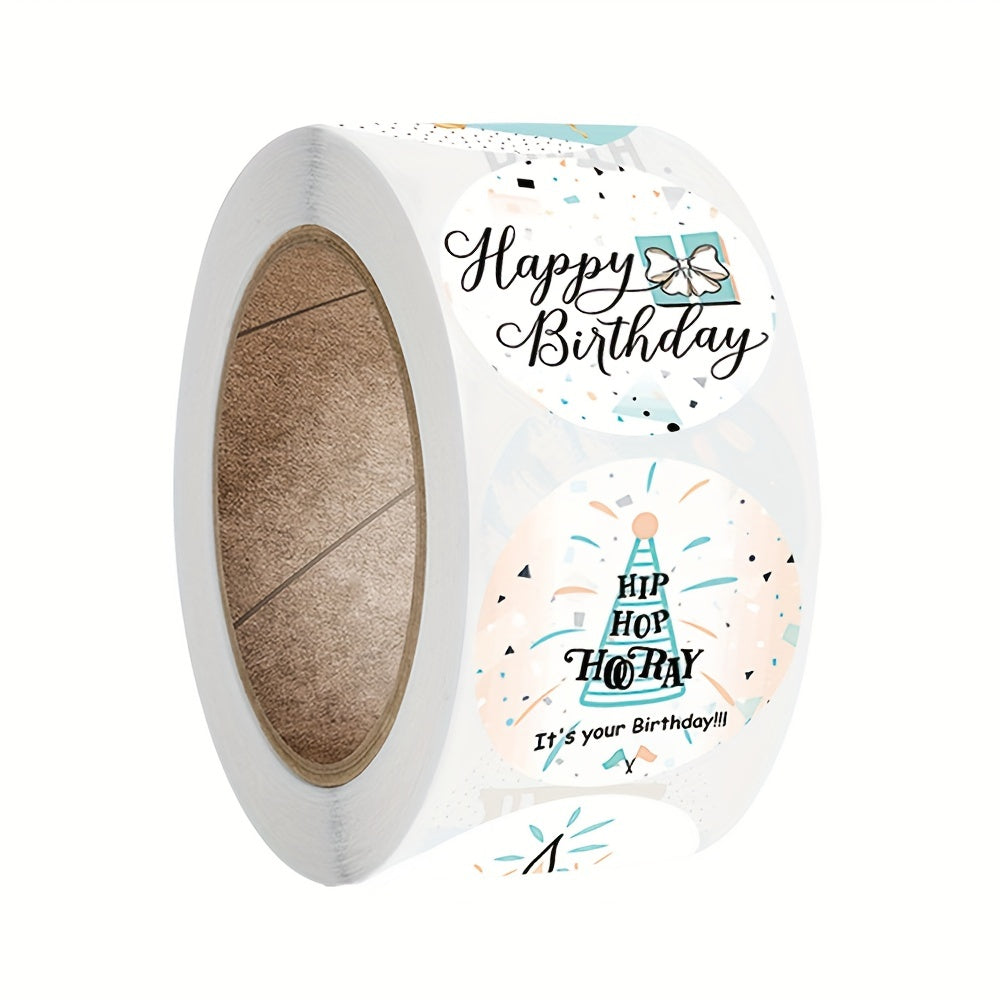 500pcs Happy Birthday Decoration Sticker 1.0inch Envelope Birthday Gift Label
