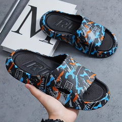 Men's Graffiti Graphic Pillow Slides Non Slip Slippers