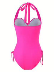 Casual Swimsuit Women's Plus Wrap Ruched Backless One Piece Swimsuit
