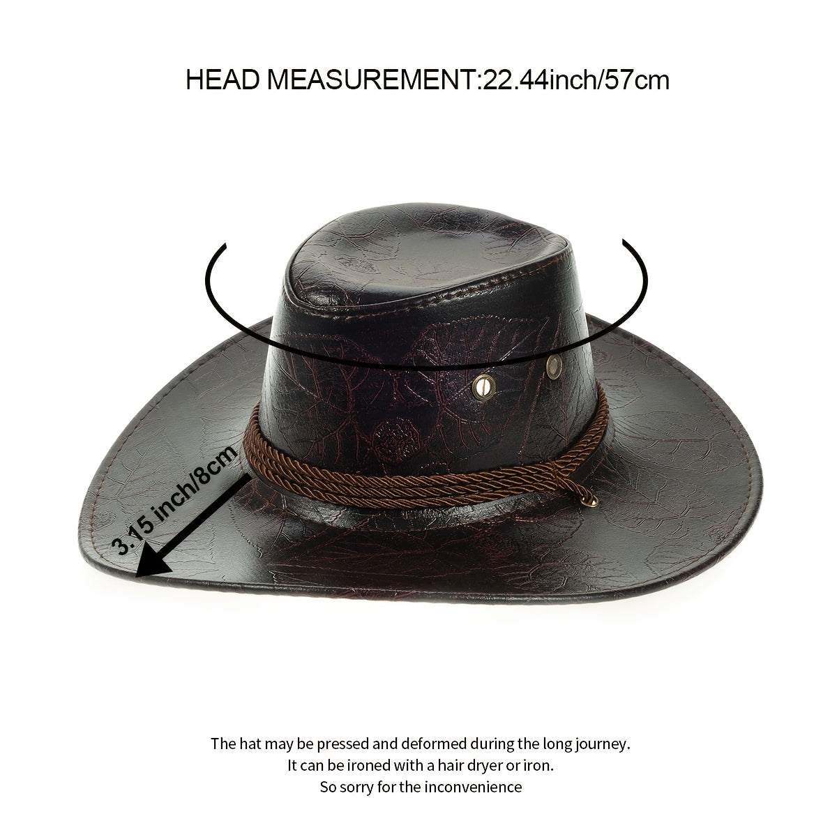 Men's Outdoor Western Print Leather Cowboy Hat