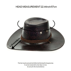 Men's Outdoor Western Print Leather Cowboy Hat