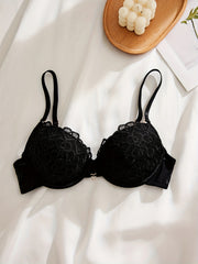 Lace Push Up Bra Heart Ring Linked Bra Women's Lingerie