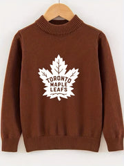 Toronto Maple Leaf Pattern Knitted Sweater Men's Crew Neck Pullover