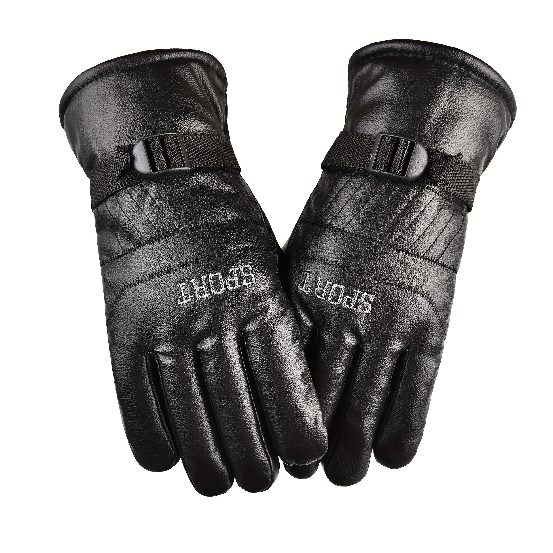 Velvet Warm Windproof Leather Riding Gloves Motorcycle Riding