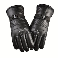 Velvet Warm Windproof Leather Riding Gloves Motorcycle Riding
