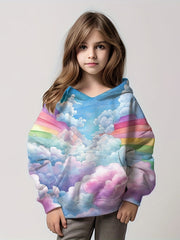 Casual Rainbow Heaven Hooded Pullover Girls Comfy Hoodies